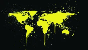 Trending Yellow World Map Painted Art Wallpaper