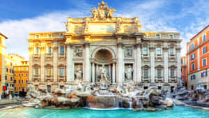 Trevi Fountain's Vibrant Scenery Wallpaper