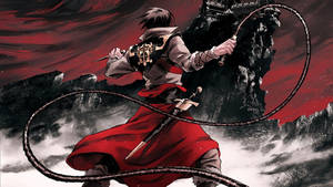 Trevor Belmont Fighting For His Life Against Monstrous Forces In Castlevania Wallpaper