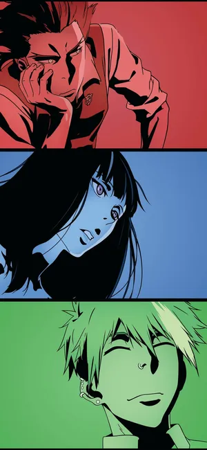 Tri Color Anime Characters Wallpaper