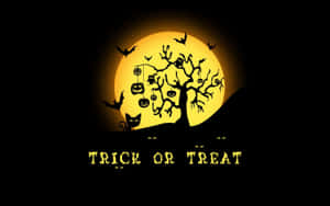 Trick-or-treaters In Halloween Costumes Wallpaper