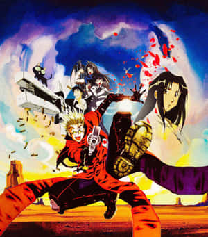 Trigun Anime Action Collage Wallpaper