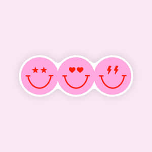 Triple Smiley Faces Pink Aesthetic Wallpaper