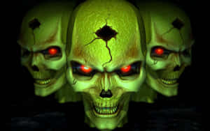 Triplet Skulls Horror3 D Wallpaper