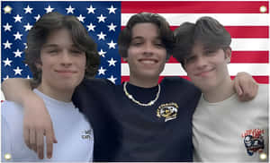 Triplets American Flag Backdrop Wallpaper