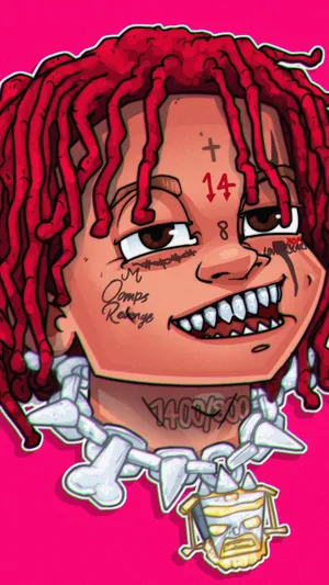Trippie Redd Cartoon Close-up Wallpaper