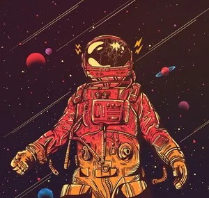 Trippy Astronaut In Space With Broken Helmet Wallpaper