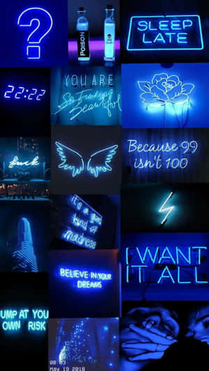 Trippy_ Blue_ Aesthetic_ Collage Wallpaper