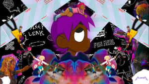 Trippy Lil Uzi Cartoon Background Wallpaper