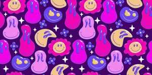 Trippy Purple Cartoon Pattern.jpg Wallpaper