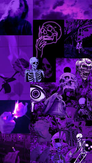 Trippy_ Purple_ Skull_ Collage Wallpaper