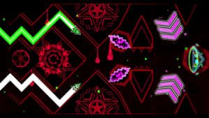 Trippy Red Geometry Dash Level Wallpaper