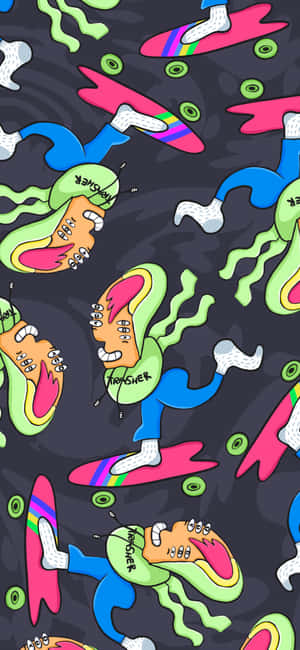 Trippy Skater Aesthetic Pattern Wallpaper