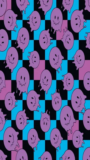 Trippy Smiley Face Pattern Wallpaper