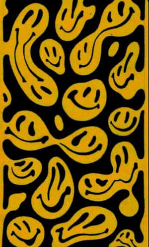 Trippy Yellow Smiley Face Pattern Wallpaper
