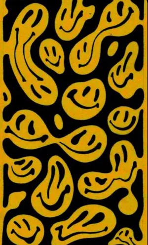 Trippy Yellow Smiley Face Pattern Wallpaper