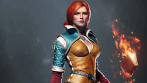 Triss Merigold Sorceress Fire Magic Wallpaper