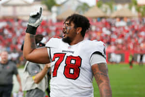 Tristan Wirfs Celebratingon Field Wallpaper