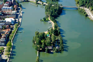 Trollhattan Aerial View Riverand Island Wallpaper