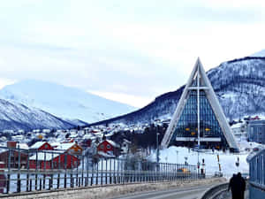 Tromso Arctic Cathedral Winter Scene Wallpaper
