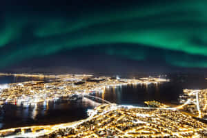 Tromso Northern Lights Cityscape Wallpaper