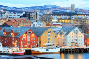Tromso Norway Waterfront Dusk Wallpaper