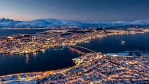 Tromso Norway Winter Night Panorama Wallpaper