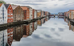Trondheim Nidelva River Reflections Wallpaper
