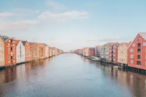 Trondheim Norway Colorful Riverside Houses Wallpaper