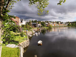 Trondheim Riverside View Norway Wallpaper