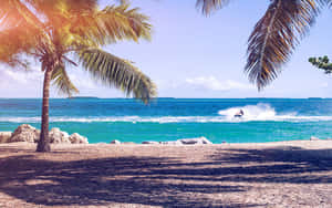 Tropical Beach Jet Ski Adventure Wallpaper
