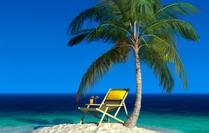 Tropical Beach Sunbed Escape Wallpaper