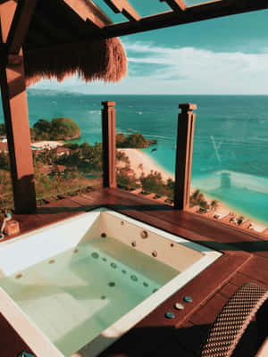 Tropical Beach View Hot Tub Wallpaper