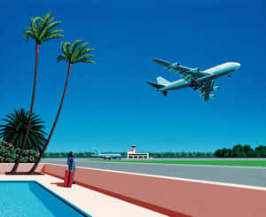 Tropical Escape Airport Artwork Wallpaper