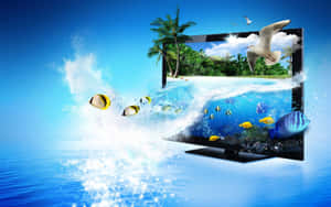 Tropical Escape Through Screen Wallpaper