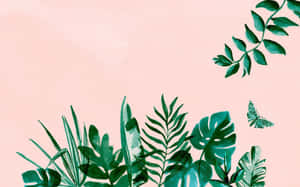 Tropical_ Foliage_and_ Butterfly_ Pastel_ Background.jpg Wallpaper