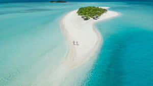 Tropical Island Sandbar Couple Walking Wallpaper