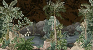 Tropical_ Jungle_ Mural_ Scene.jpg Wallpaper