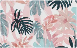 Tropical Leaves Pastel Pink Aesthetic Computer Wallpaper