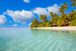 Tropical Paradise: Overwater Bungalows In The Beautiful Maldives Wallpaper