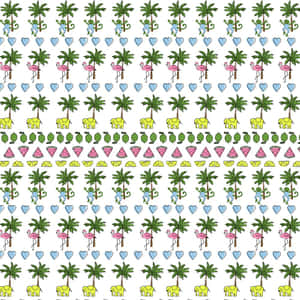 Tropical_ Pattern_with_ Flamingos_and_ Palms Wallpaper
