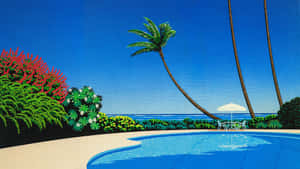 Tropical_ Poolside_ Elegance_ Hiroshi_ Nagai Wallpaper