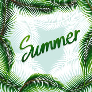 Tropical Summer Palm Fronds Graphic Wallpaper