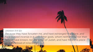 Tropical Sunset With Bible Verse Wallpaper