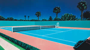 Tropical Tennis Court Artwork Wallpaper