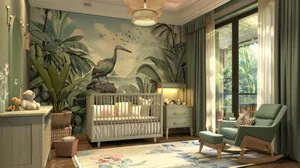 Tropical Themed Nursery Room Wallpaper