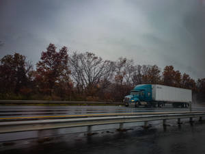 Truck At Highway Road Wallpaper