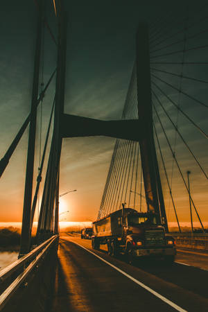 Truck Sunset Cape Girardeau Bridge Wallpaper