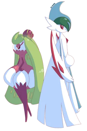 Tsareenaand Gallade Pokemon Artwork Wallpaper