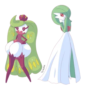 Tsareenaand Gardevoir Pokemon Artwork Wallpaper
